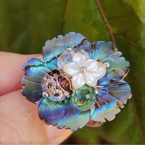 Free People Multicolor Floral Ring size 6 but Adjustable